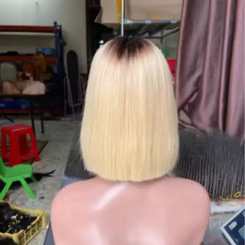 Blonde Color Bone Straight Bob Wig 10" Vietnamese Human Hair Wigs - LuxSilk Hair Vietnam