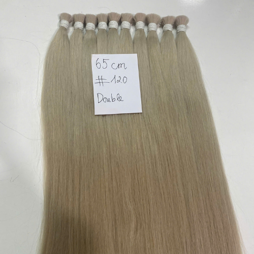 Close-up of #120 Blonde Raw Vietnamese Bulk Hair Extensions