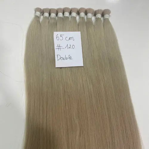 Close-up of #120 Blonde Raw Vietnamese Bulk Hair Extensions