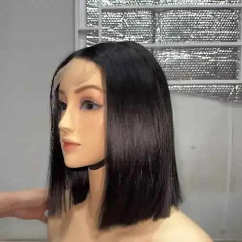 Natural Black Bone Straight 2x4 Closure Wig 16" Vietnamese Human Hair Wigs