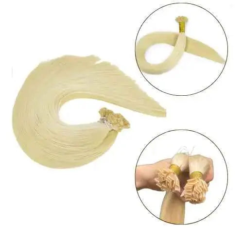 Flat Tip Hair Extensions Raw Vietnamese Hair #613 Blonde Color