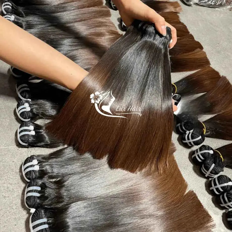 Bone Straight Hair Black Brown Color Vietnamese Weft Hair Bundles