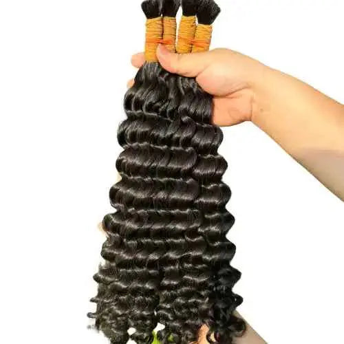 Bulk Hair Natural Black Deep Wavy Raw Vietnamese Hair