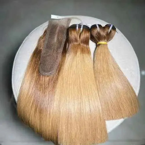 Bone Straight Hair Ombre Gold Color Vietnamese Hair Bundles