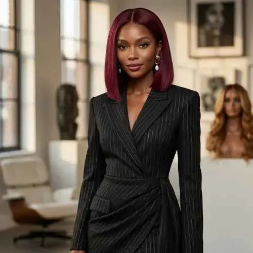 Human Hair Wigs Burgundy Bone Straight Bob Wig 10 Inches Vietnamese Hair