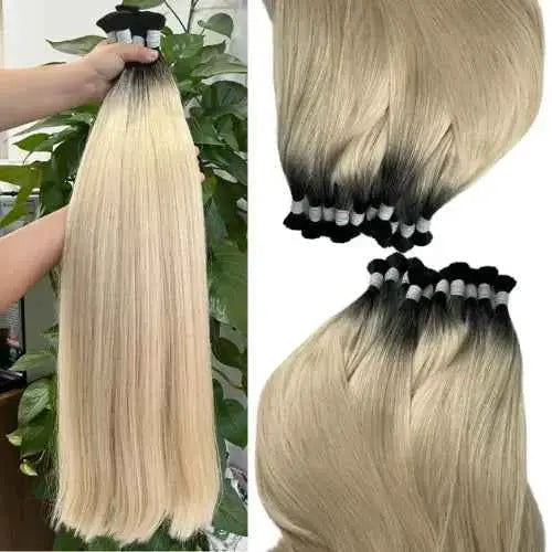 Bulk Hair Extensions Ombre Blonde (#1B/60) Raw Vietnamese Hair