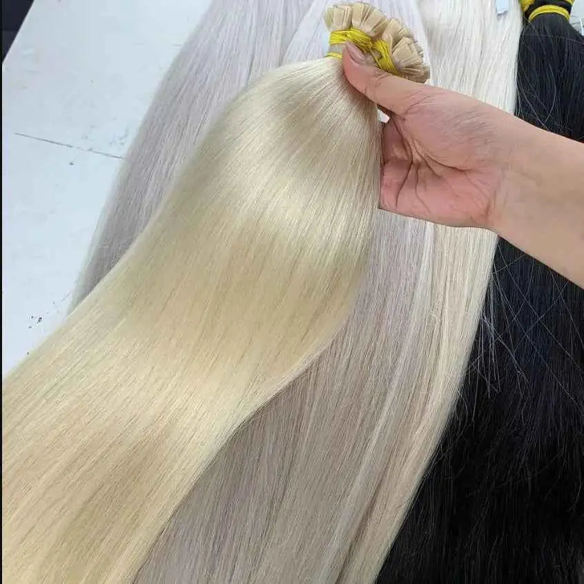 Flat Tip Hair Extensions #60 Blonde Color Natural Straight Raw Vietnamese Hair