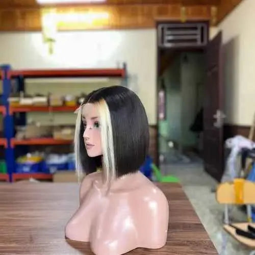 Human Hair Wigs Customize Color Bone Straight Bob Wig 10 Inches