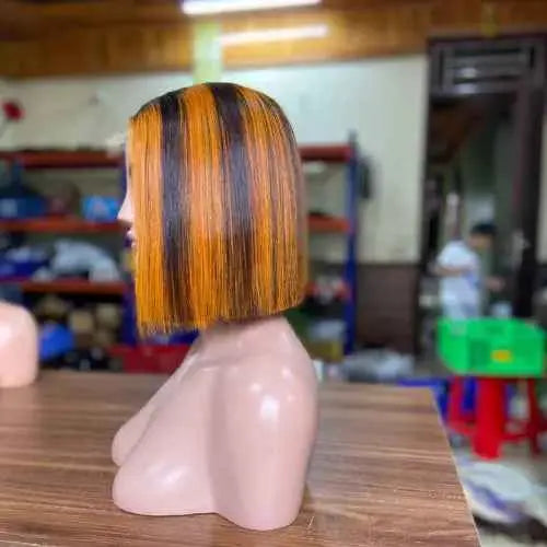 Human Hair Wigs Piano Orange Bone Straight Bob Wig 10" Vietnamese Hair