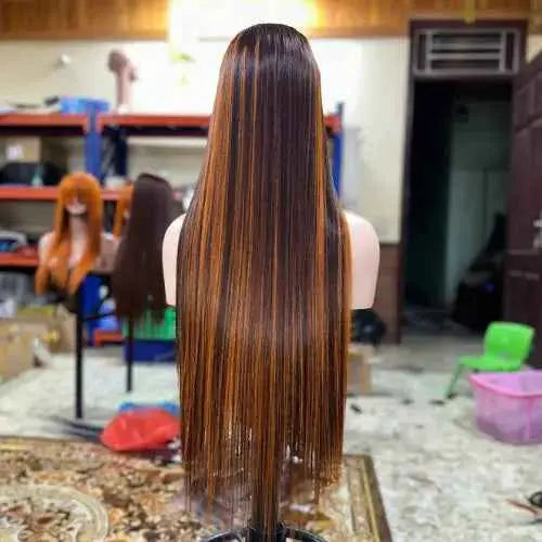 Piano Orange Bone Straight 26" 2x6 Closure Wig Vietnamese Human Hair Wigs