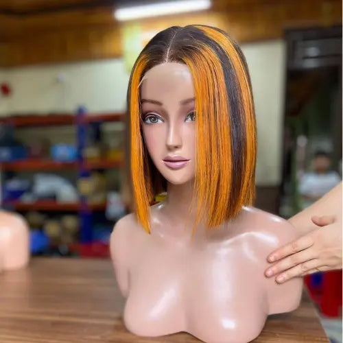 Piano Orange Color Bone Straight Bob Wig 10" Vietnamese Virgin Remy Hair - LuxSilk Hair Vietnam