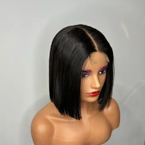 Natural Black Bone Straight Bob Wig 10" Vietnamese Virgin Remy Hair Lux Hair