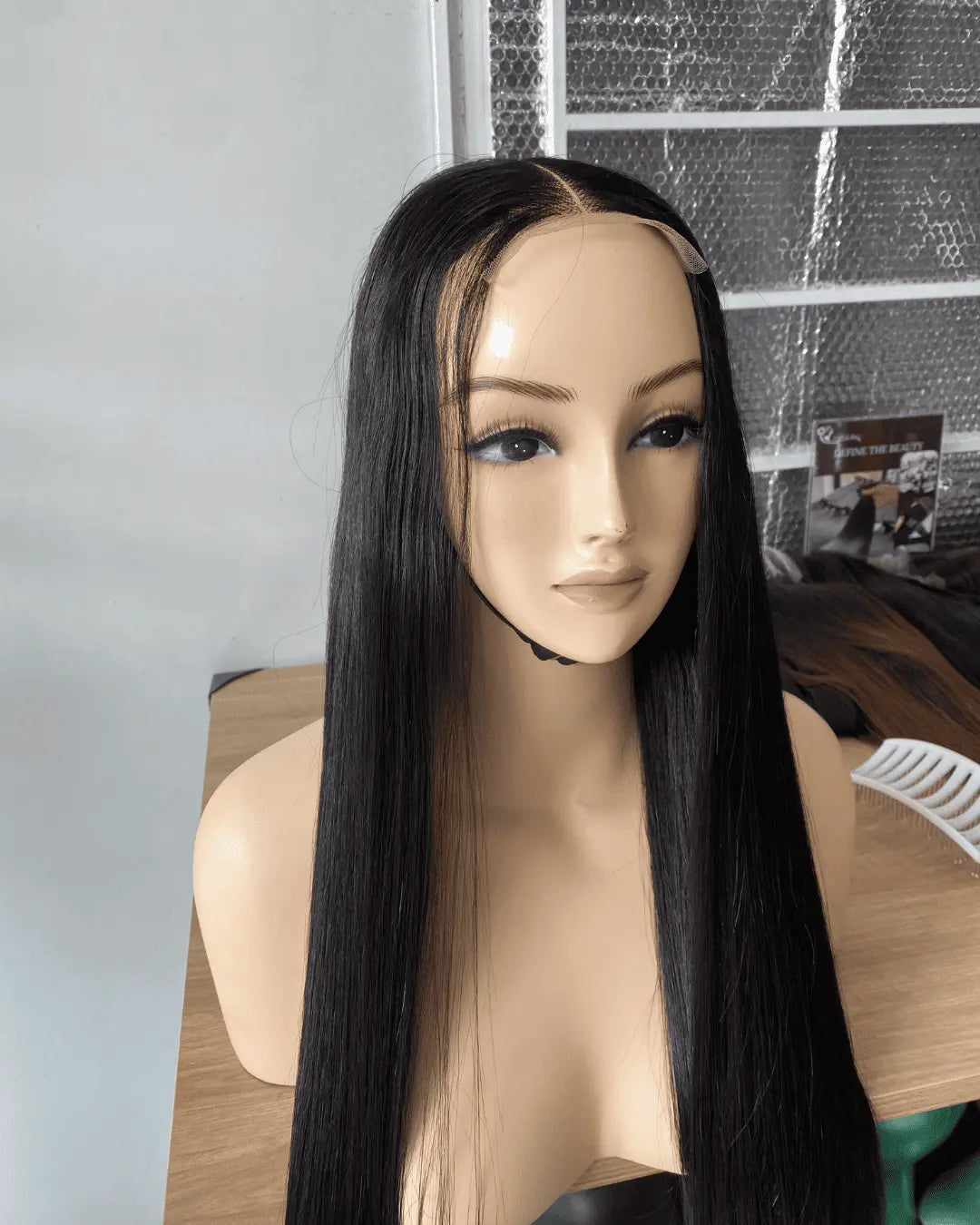 Natural Black Bone Straight Wig 26 Inches Vietnamese Human Hair Wig LuxSilk Hair