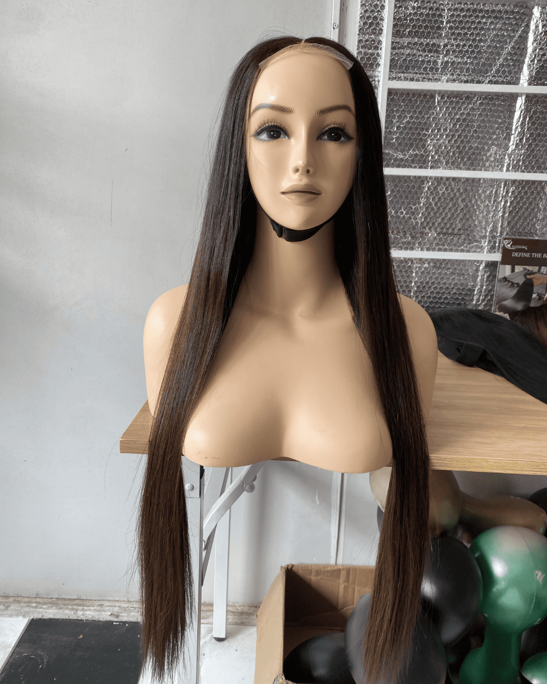 Black Brown Bone Straight Wig 26 Inches Vietnamese Human Hair Wig LuxSilk Hair