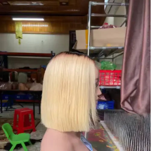 Blonde Color Bone Straight Bob Wig 10" Vietnamese Human Hair Wigs - LuxSilk Hair Vietnam
