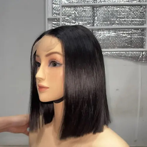 Natural Black Bone Straight Bob Wig 10" Vietnamese Virgin Remy Hair Lux Hair