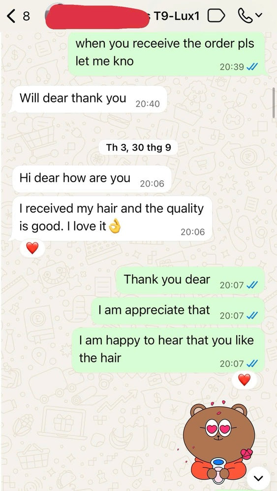 Vietnamese hair feedback of wholesale order