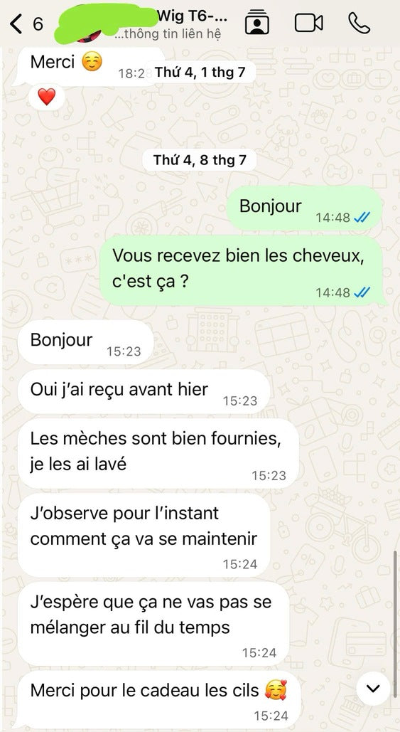 Real Feedback for wig order from France customer of LuxSilk