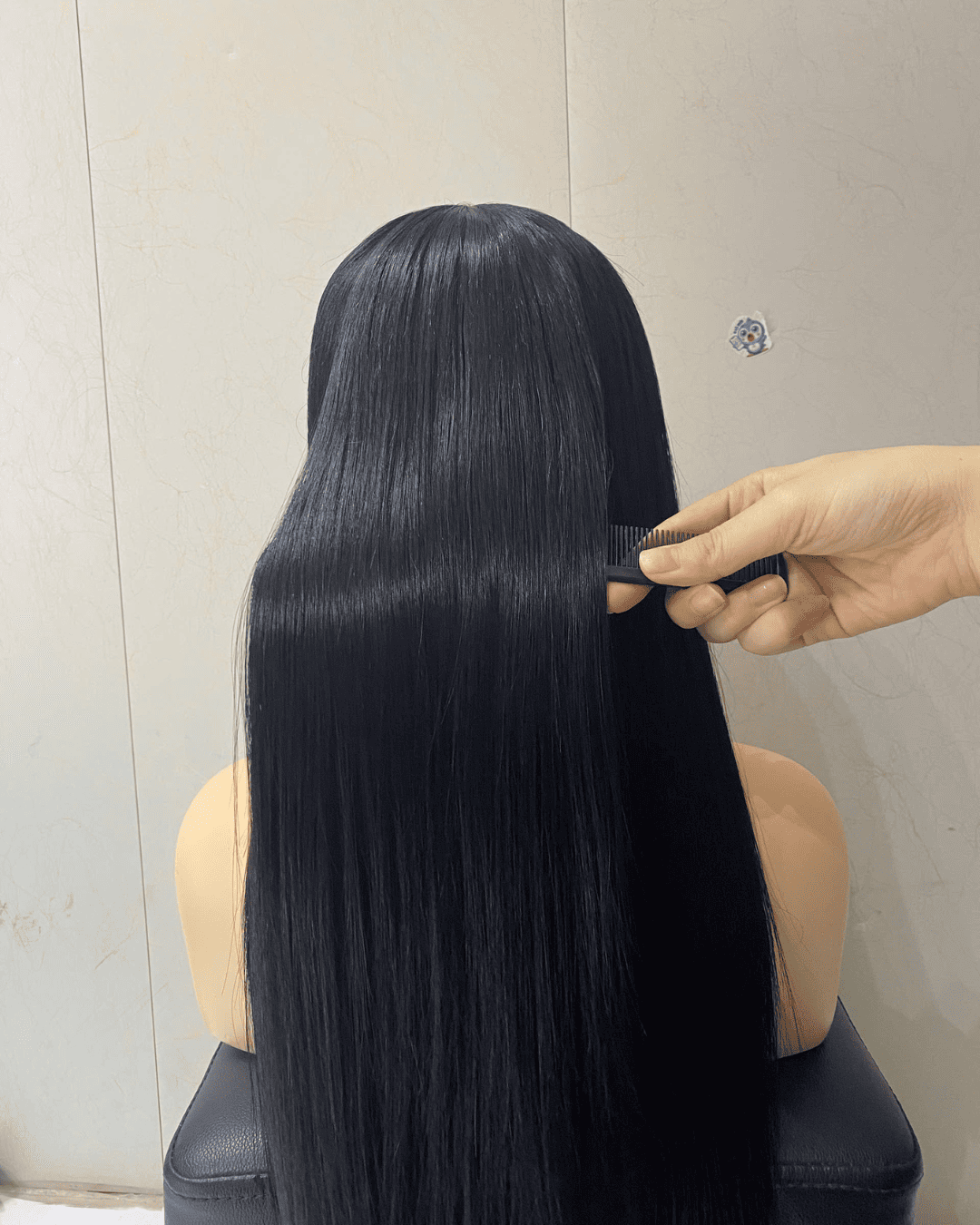 Natural Black Bone Straight 18 Inches Vietnamese Human Hair Wigs