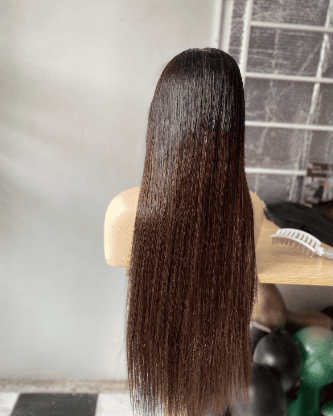 Black Brown Bone Straight Wig 26 Inches Vietnamese Human Hair Wig LuxSilk Hair