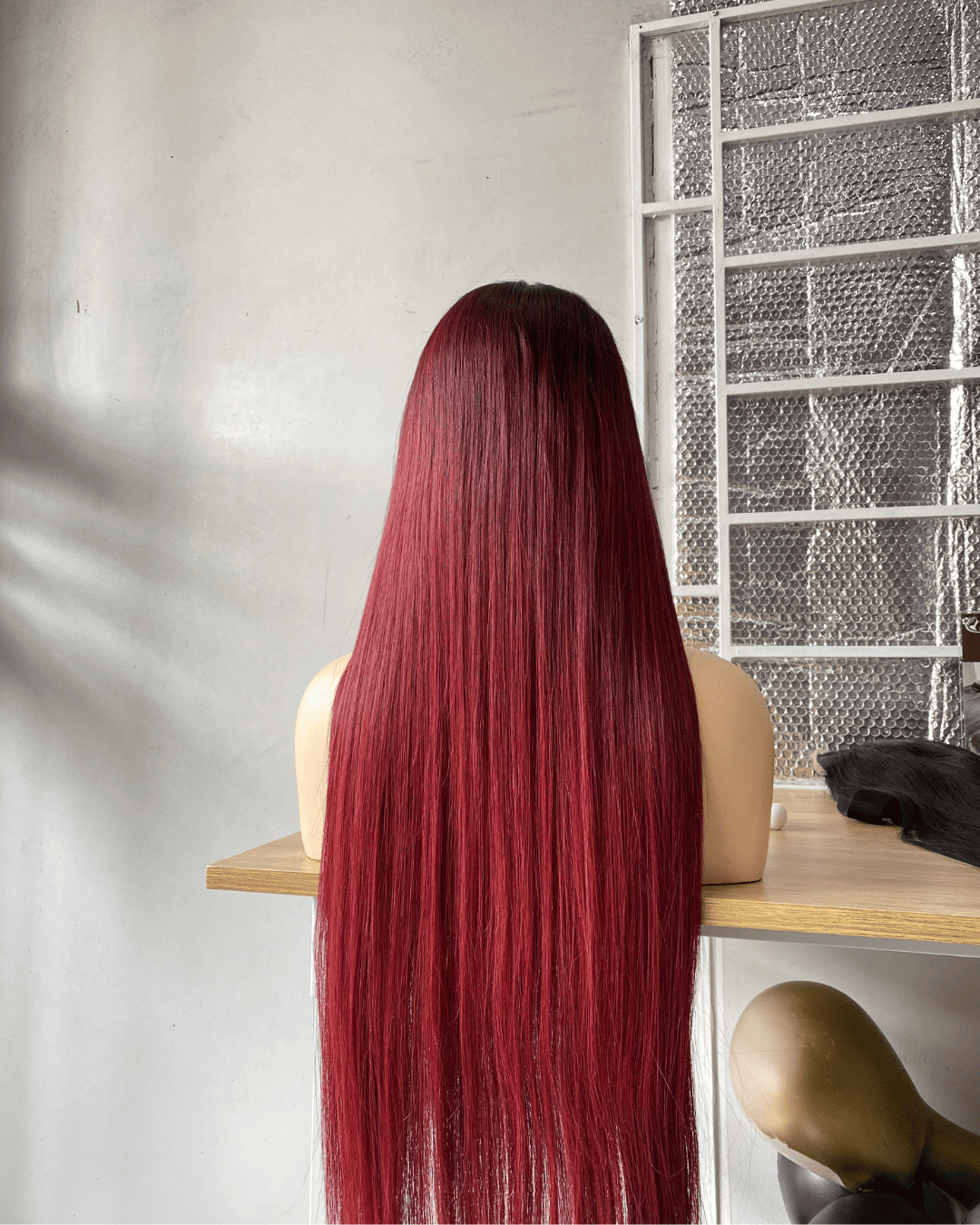 Ombre Burgundy Bone Straight Wig 26 Inches Vietnamese Human Hair Wig LuxSilk Hair