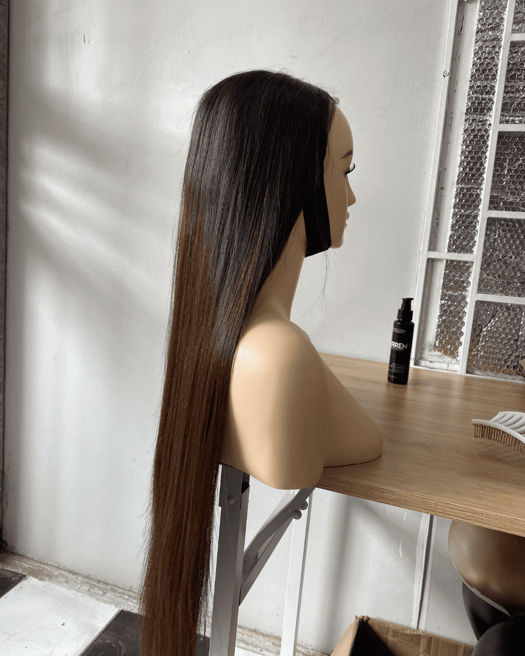 Black Brown Bone Straight Wig 26 Inches Vietnamese Human Hair Wig LuxSilk Hair