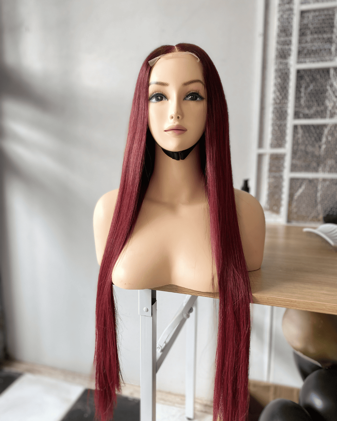 Ombre Burgundy Bone Straight Wig 26 Inches Vietnamese Human Hair Wig LuxSilk Hair