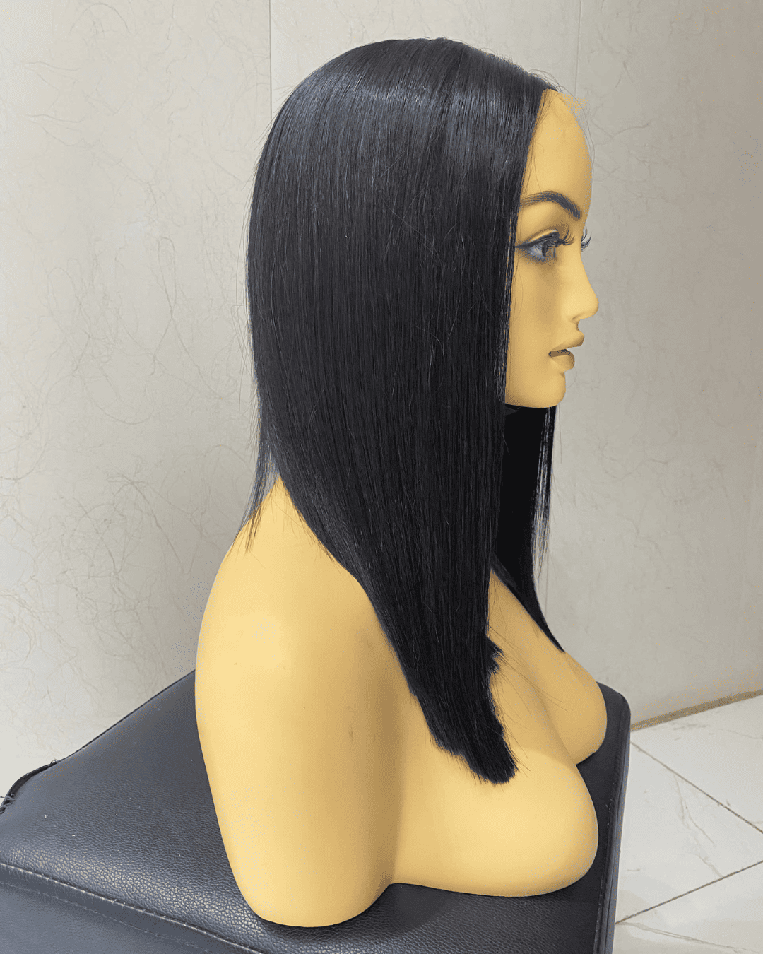 Natural Black Bone Straight 12 Inches Vietnamese Human Hair Wigs