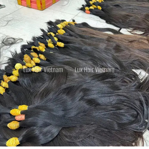 Vietnamese Natural Brown Tip Baby Thin Bulk Hair for Bleaching - Lux Hair Vietnam