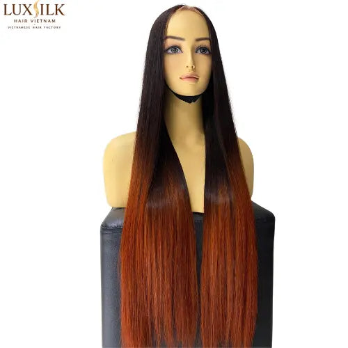 Bone straight Wig Black Orange 26 Inches Vietnamese Hair