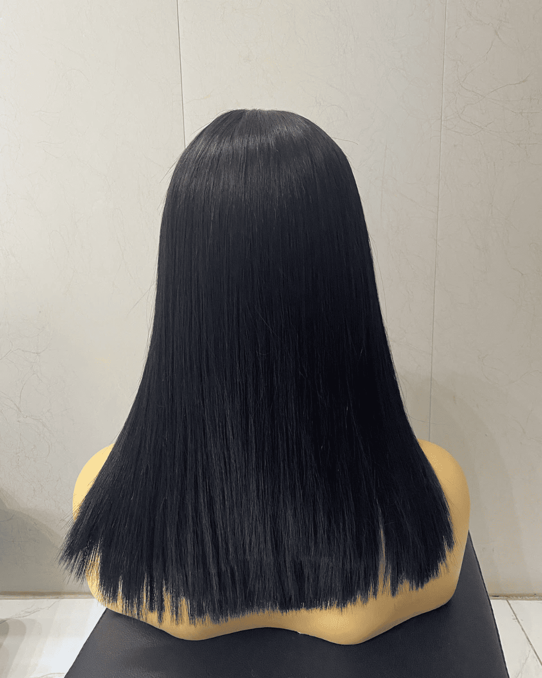 Natural Black Bone Straight 12 Inches Vietnamese Human Hair Wigs
