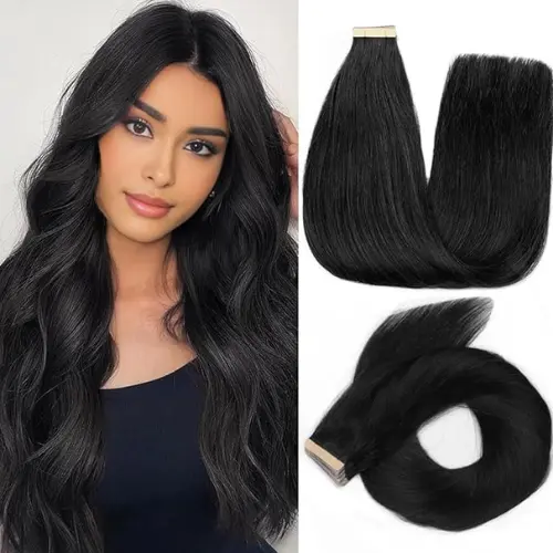 Raw Vietnamese Hair Jet Black #1 Color Tape-in Hair Extensions Lux Hair Vietnam