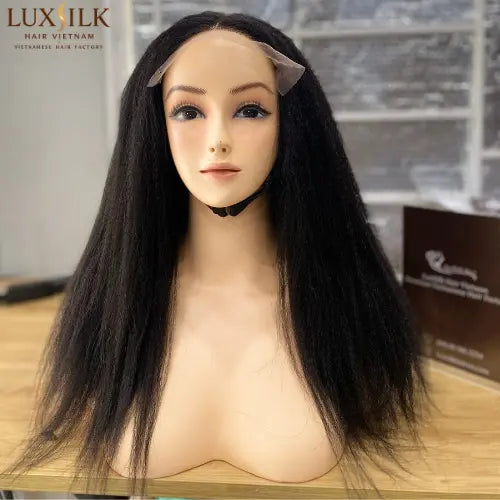 Kinky Straight Wig Natural Black 18 Inches Vietnamese Hair