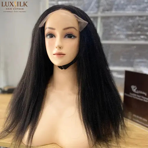 Kinky Straight Wig Natural Black 18 Inches Vietnamese Hair