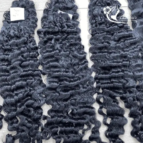 Natural Black Burmese Curly Vietnamese Hair Lux Hair