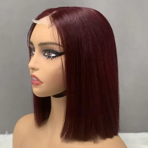 Burgundy Bone Straight Bob Wig 10" Vietnamese Virgin Remy Hair Lux Hair
