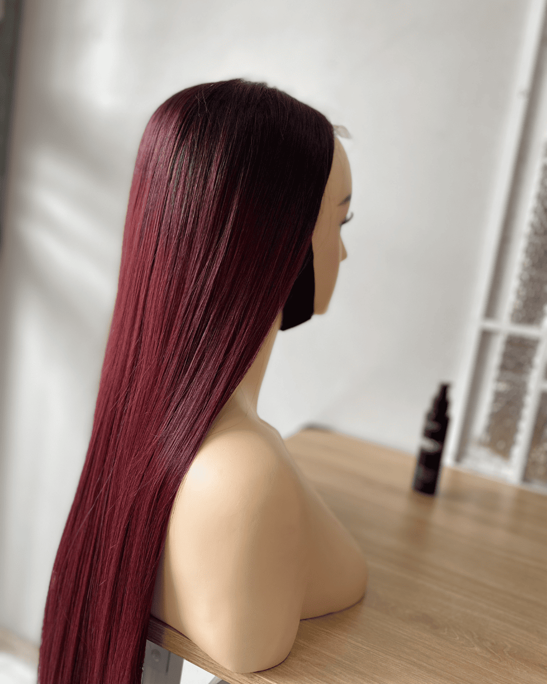 Ombre Wine Bone Straight Wig 26 Inches Vietnamese Human Hair Wig LuxSilk Hair