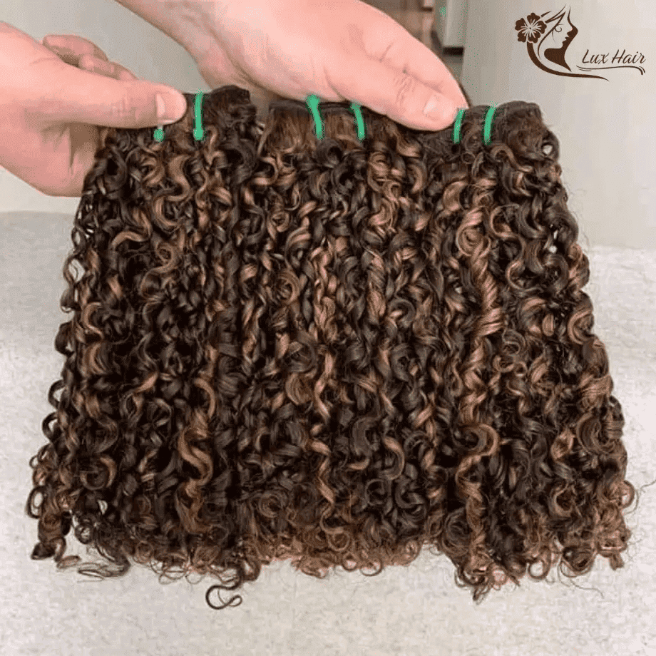Vietnamese hair piano color pixie curly