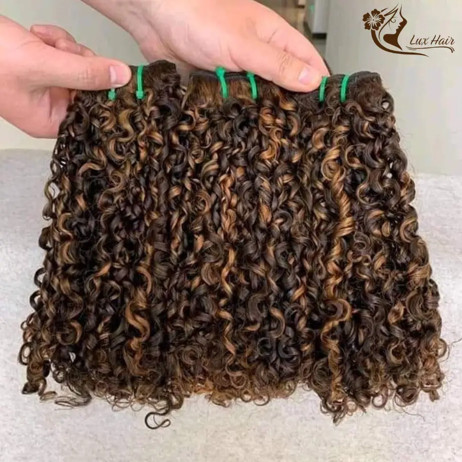 Brown Piano Color Pixie Curly Hair Lux Hair