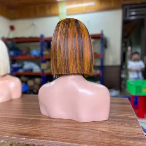 Piano Orange Color Bone Straight Bob Wig 10" Vietnamese Virgin Remy Hair - LuxSilk Hair Vietnam