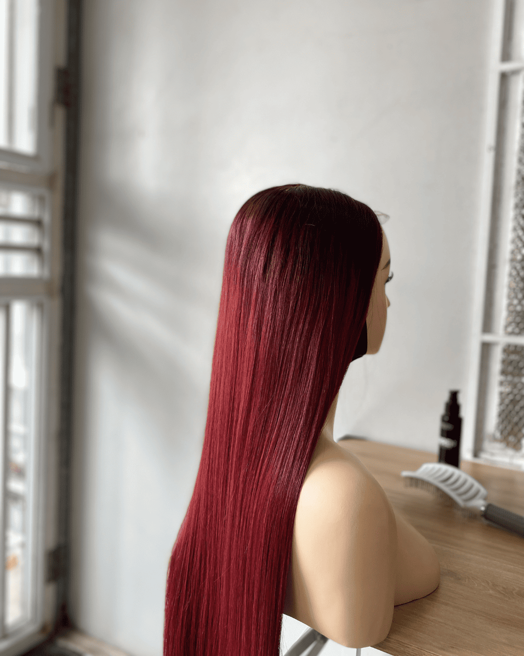 Ombre Burgundy Bone Straight Wig 26 Inches Vietnamese Human Hair Wig LuxSilk Hair