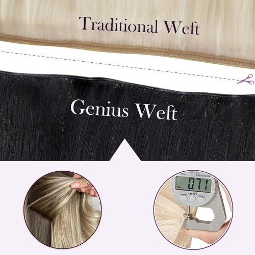 Genius Weft Hair Extensions Natural Black (#1B) Raw Vietnamese Hair
