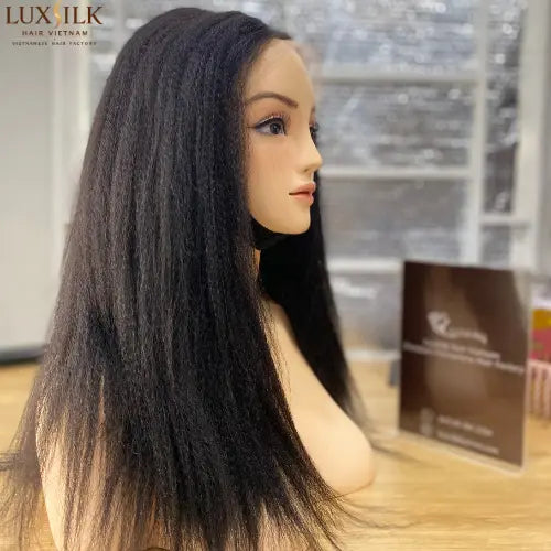 Kinky Straight Wig Natural Black 18 Inches Vietnamese Hair